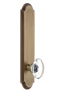 Grandeur Provence Clear Crystal Door Knob - Arc Tall Plate - 279 x 64mm - Vintage Brass