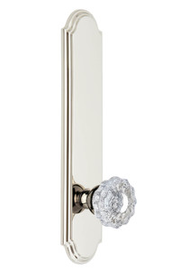 Grandeur Versailles Clear Crystal Door Knob - Arc Tall Plate - 279 x 64mm - Polished Nickel