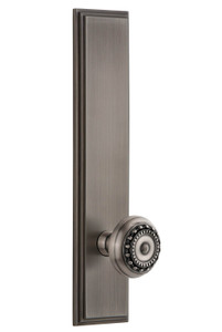 Grandeur Parthenon Door Knob - Carre Tall Plate - 279 x 64mm - Antique Pewter