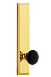 Grandeur Coventry Black Porcelain Door Knob - Fifth Avenue Tall Plate - 279 x 67mm - Polished Brass