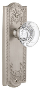 Grandeur Bordeaux Clear Crystal Door Knob - Parthenon Plate - 199 x 67mm - Satin Nickel