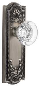 Grandeur Bordeaux Clear Crystal Door Knob - Parthenon Plate - 199 x 67mm - Antique Pewter