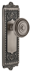 Grandeur Soleil Door Knob - Windsor Plate - 220 x 67mm - Antique Pewter