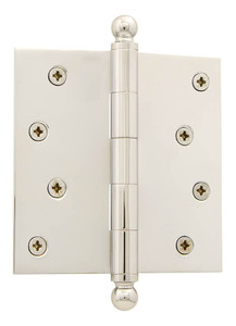 Grandeur Loose Pin Hinge w/ Ball Finial - Square - 100 x 100mm - Polished Nickel
