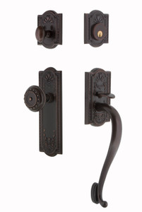 Nostalgic Classical Revival Meadows Entry Door Handleset - S Grip - Timeless Bronze
