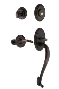 Nostalgic Classic Rosette Entry Door Handleset - Swan Lever - S Grip - Timeless Bronze