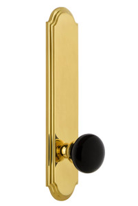 Grandeur Coventry Black Porcelain Door Knob - Arc Tall Plate - 279 x 64mm - Polished Brass