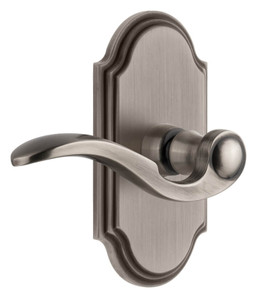 Grandeur Bellagio Lever Door Handle - Arc Short Plate - 121 x 64mm - Antique Pewter