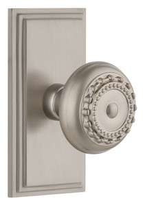 Grandeur Parthenon Door Knob - Carre Short Plate - 121 x 64mm - Satin Nickel