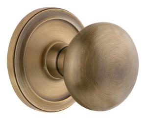 Grandeur Fifth Avenue Door Knob - Circulaire Rosette - 69mm - Vintage Brass