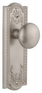 Grandeur Fifth Avenue Door Knob - Parthenon Plate - 199 x 67mm - Satin Nickel
