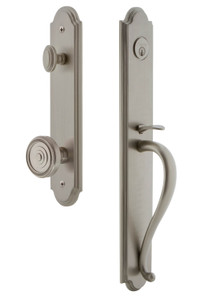 Grandeur Arc Tall Entry Door Handleset - Soleil Knob - Satin Nickel