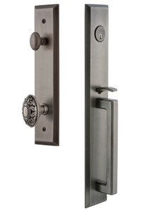 Grandeur Fifth Avenue Tall Entry Door Handleset - Grande Victorian Knob - Antique Pewter