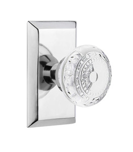 Nostalgic Traditional Crystal Meadows Door Knob - Studio Plate - 102 x 64mm - Bright Chrome