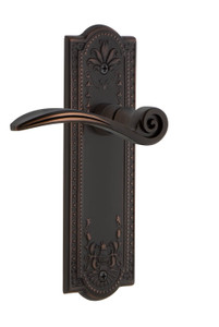 Nostalgic Ornate Swan Lever Door Handle - Meadows Plate - 200 x 66mm - Timeless Bronze