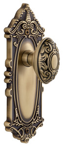 Grandeur Grande Victorian Door Knob - Grande Victorian Plate - 210 x 71mm - Vintage Brass
