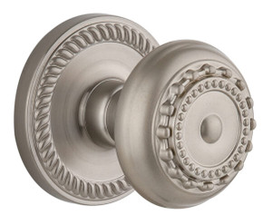 Grandeur Parthenon Door Knob - Georgian Rope Rosette - 67mm - Satin Nickel