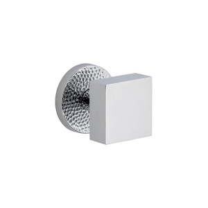 Viaggio Quadrato Door Knob - Circolo Hammered Rosette - 64mm - Bright Chrome