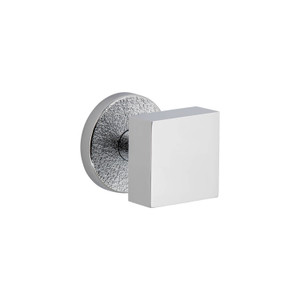 Viaggio Quadrato Door Knob - Circolo Leather Rosette - 64mm - Bright Chrome