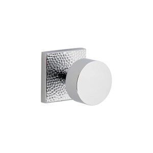 Viaggio Circolo Door Knob - Quadrato Hammered Rosette - 64mm - Bright Chrome