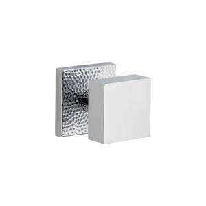 Viaggio Quadrato Door Knob - Quadrato Hammered Rosette - 64mm - Bright Chrome