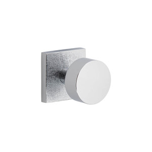 Viaggio Circolo Door Knob - Quadrato Linen Rosette - 64mm - Bright Chrome