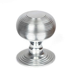 Satin Chrome Round Centre Door Knob - 73mm - Brushed Metal Centre