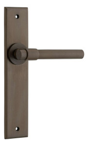 Iver Helsinki Lever Door Handle - Chamfered Plate - 240 x 50mm - Signature Brass