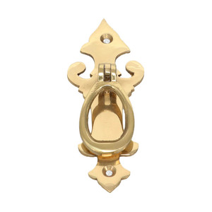 Domino Fleur-De-Lis Loop Pedestal Handle with Keyhole - Polished Brass
