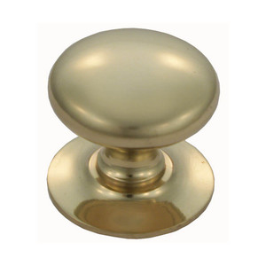 Domino Mushroom Cabinet Knob with Backplate - Polished Brass