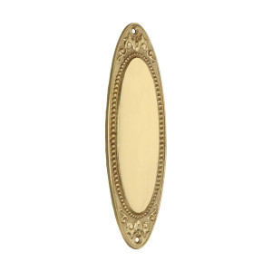 Domino Beaded Oval Push Plate - 480 x 58mm - Polished Brass