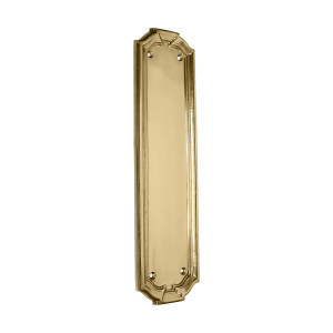 Domino Arched Art Deco Push Plate - Polished Brass