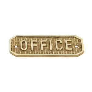Domino Art Deco 'Office' Sign - 105 x 40mm - Polished Brass