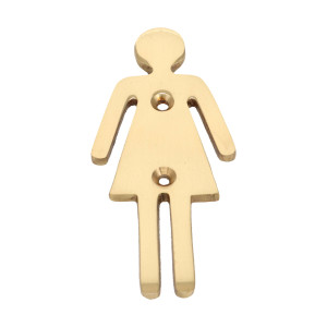 Domino Female Bathroom Sign - Polished Brass