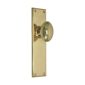 Domino Balmain Door Knob - Chamfered Plate - Polished Brass