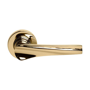 Domino Chrysler Lever Door Handle - Round Rosette - 53mm - Polished Brass