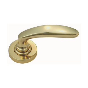 Domino Phanes Lever Door Handle - Round Rosette - 53mm - Polished Brass