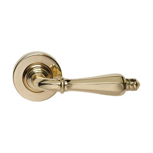 Domino Francis Lever Door Handle - Round Rosette - 53mm - Polished Brass
