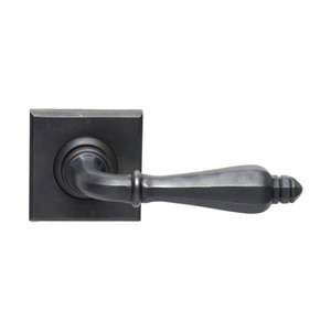 Domino Francis Lever Door Handle - Square Rosette - 56mm x 56mm - Antique Bronze