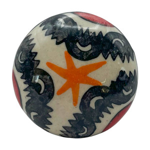 Character House Orange Star Wave Ivory Round Ceramic Cupboard Knob - 45mm - Chrome
