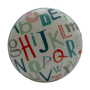 Character House Multi-Colour Alphabet White Round Ceramic Cupboard Knob - 39mm - Chrome