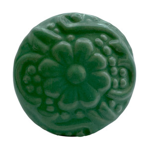 Character House Raised Daisy Sage Round Ceramic Cupboard Knob - 43mm - Chrome