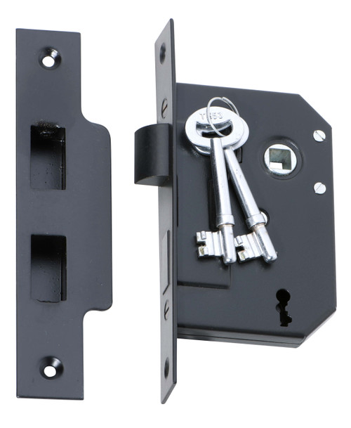 Tradco Skeleton Key Mortice Lock - 3 Lever - 44mm Backset -Matte Black