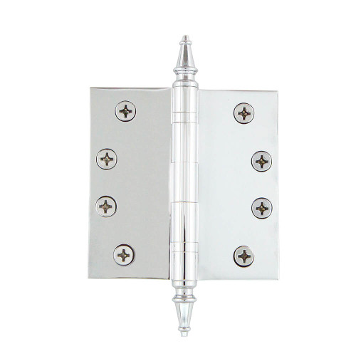 Nostalgic Heavy Duty Loose Pin Hinge w/ Steeple Finial - Square - 100 x 100mm - Chrome