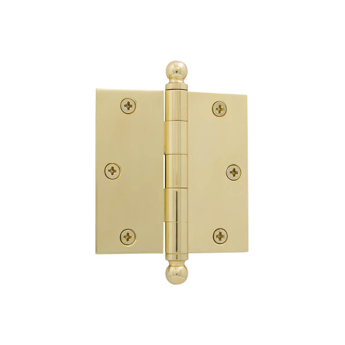 Nostalgic Loose Pin Hinge with Ball Finial - Square - 89 x 89mm - Polished Brass