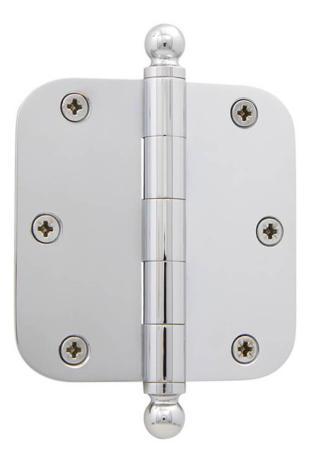 Grandeur Loose Pin Hinge w/ Ball Finial - Rounded - 89 x 89mm - Bright Chrome