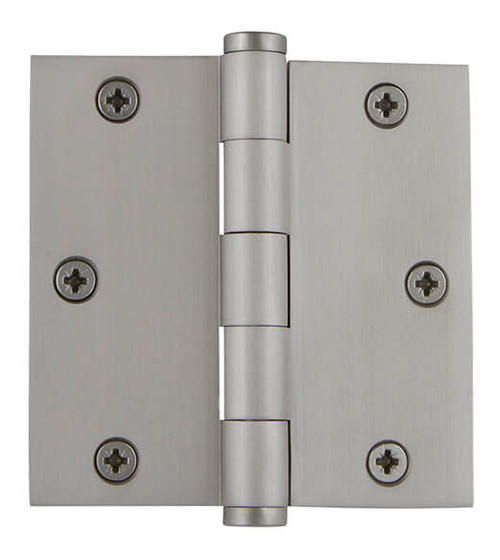 Grandeur Fixed Pin Hinge - Square - 89 x 89mm - Satin Nickel