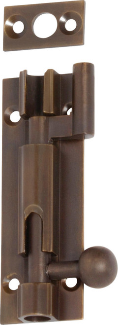 Tradco Offset Barrel Bolt - 75 x 25mm - Antique Brass