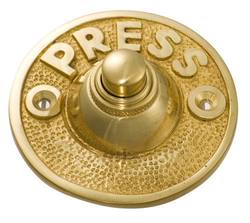 Tradco Decorative Round Doorbell Button - 63mm - Polished Brass