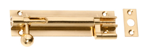 Tradco Offset Barrel Bolt - 100 x 25mm - Polished Brass